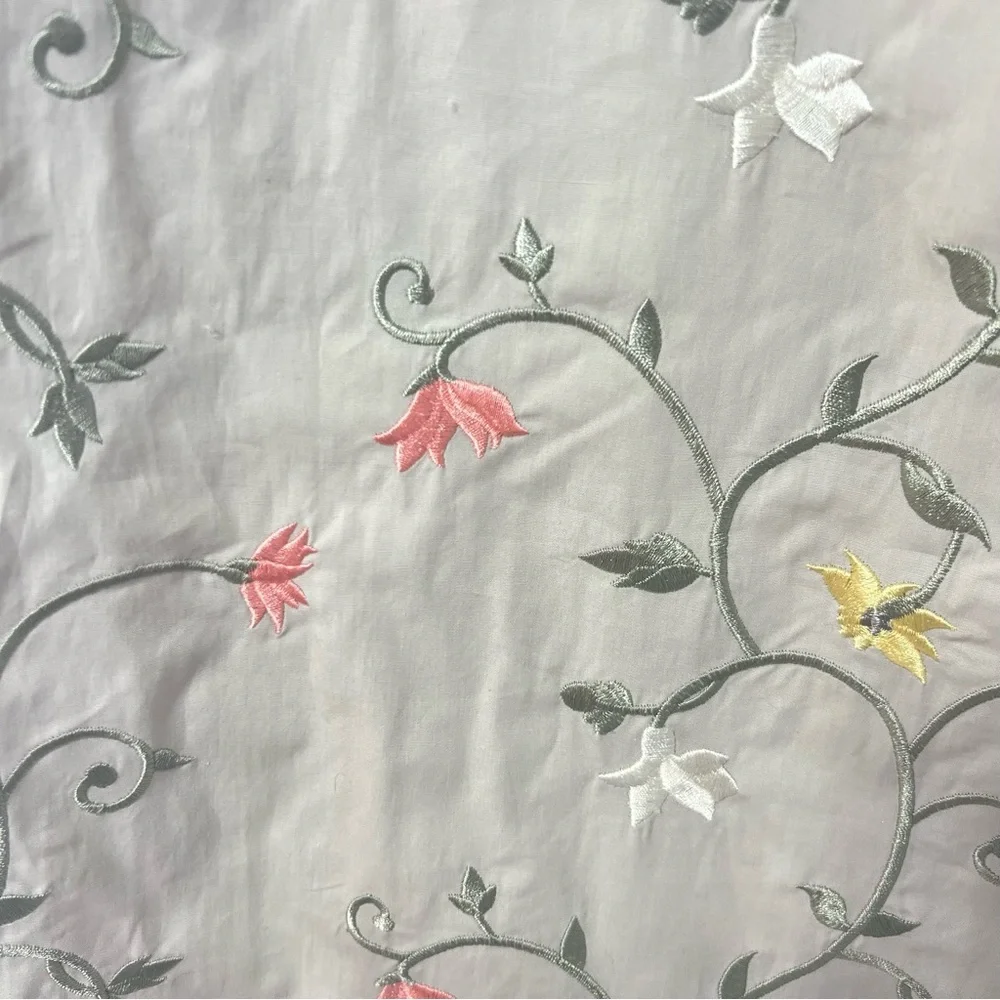 Orvis Tan Floral Embroidered A-Line  Cottagecore Grannycore Midi Skirt Cotton 14